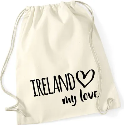 Produktbild von Huuraa Turnbeutel Ireland my love 12 Liter Natural Baumwolle Rucksack Geschenkidee