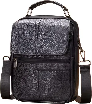 Image de CarryQuest® - Sac bandoulière en cuir, 25x19x6 cm, noir
