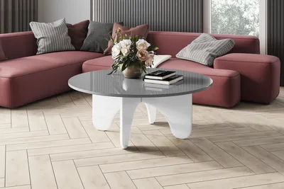 Produktbild von Design Couchtisch HRL-111 Hochglanz Wohnzimmertisch Highgloss Rund Tisch ⌀100 cm x 40 cm