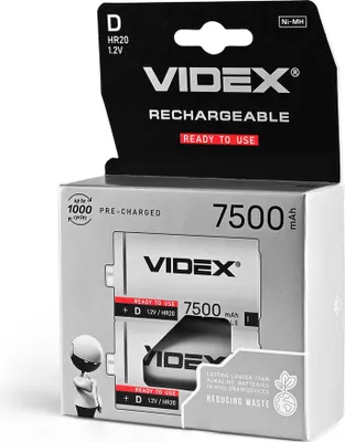 Immagine prodotto di Batteria ricaricabile Ni-MH VIDEX HR20 7500mAh 2 pezzi in blister