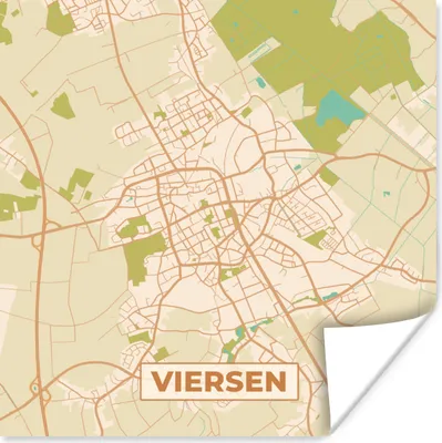 Produktbild von MuchoWow® Poster Vintage - Karte - Viersen - Stadtplan - Karte 100x100 cm - Babyzimmer