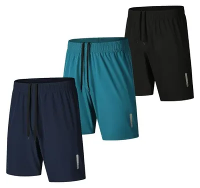 Imagen del producto de Pantalones cortos deportivos de secado rápido - para hombre - ligeros - cintura elástica - con bolsillos - ideales para fitness/actividades - pantalones cortos para correr
