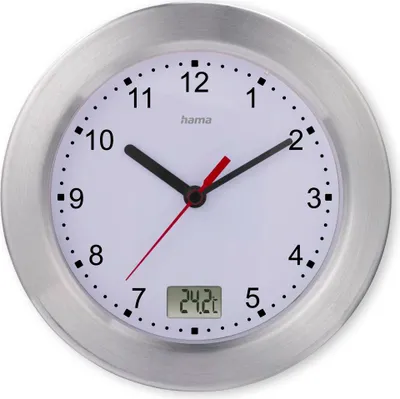 Produktbild von HAMA Badezimmeruhr "Mauritius", Wanduhr mit Thermometer, ohne Ticken,  17 cm, (00185889)