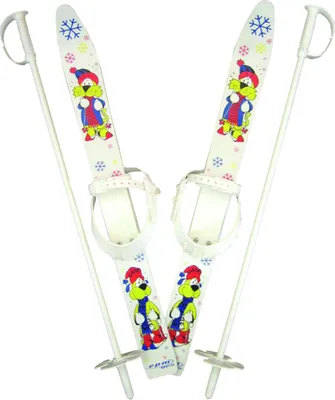 Produktbild von Mini Ski 60 cm, Modell 0 58-60, leicht, robust, universelle Bindung, inkl. Skistöcke, kompatibel mit Winterschuhen