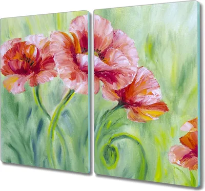 Produktbild von Coloray Schneidebrett Herdabdeckplatte 2x30x52 cm Kochplattenabdeckung Hackbrett Küchenbrett - Blumen Pflanzen