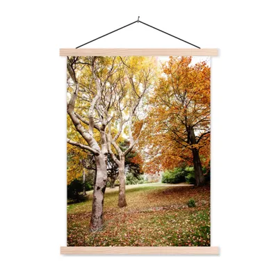 Produktbild von MuchoWow® Textilposter Herbst - Bäume - Laub - Natur 120x160 cm mit holzfarbenen Rahmen - Plakatkarton