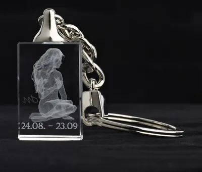 Produktbild von Glasschlüsselanhänger Sternzecihen Jungfrau 3x2cm