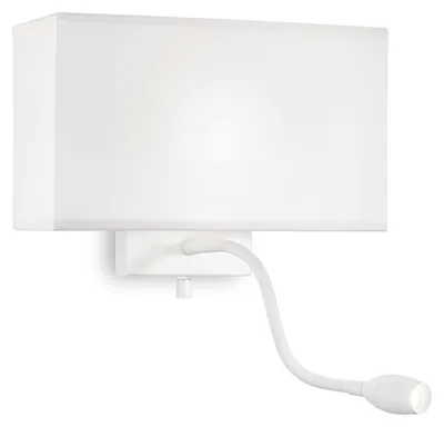 Obrázok produktu pre Moderné hotelové kovové nástenné svietidlo biele 2 svetlá E27 + LED 1,5W