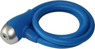 Produktbild von Fahrrad Kabelschloss Spiralkabel 120 / 12 2 schlüssel silikon blau