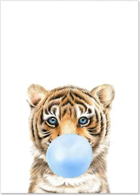 Produktbild von TPFLiving Kunstdruck LW-1319 (OHNE RAHMEN) Poster - Leinwand - Wandbild - Hochauflösender Giclée-Druck, langlebig und hochwertig - Tiere mit Luftballon, Tiger, Löwe, Gepard, Zebra, Giraffe, Elefant -  - Größe: 30x40cm
