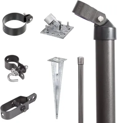Image de Alberts 634391 Kit de raccordement d'un portail en treillis ondulé à une clôture en grillage, kit,2s, phosphaté zinc anthracite métallique, avec douille de sol à enfoncer, Ø du montant du portail : 60 mm, hauteur de la clôture : 800 mm