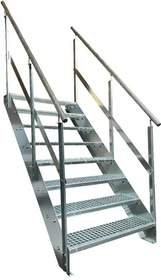 Immagine prodotto di Scala in acciaio a 8 gradini con doppia ringhiera - zincata - (L x A x P) 60 x 152 x 158 cm