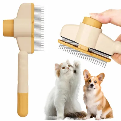 Immagine prodotto di INF Spazzola Autopulente per Gatti e Cani ABS Acciaio 21cm x 8.1cm Giallo