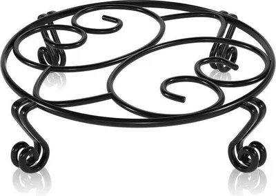 Produktbild von Metallene Pflanzhalter für Innen- und Außenbereich - Runder Pflanztopf-Ständer aus Edelstahl - 30 x 8 cm schwarze Gartencontainer
