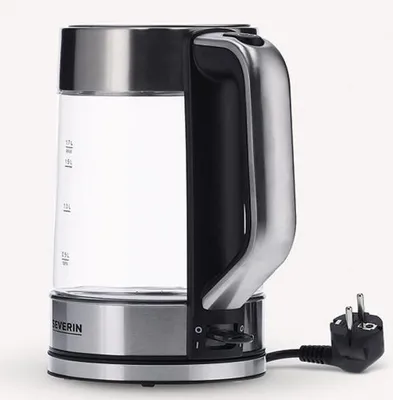 Obrázok produktu pre Severin WK 3420, 1,7 L, 2200 W, Čierna, Nerezová oceľ, Priehľadná, Sklo, Nerezová oceľ, Indikátor úrovne vody, Zabezpečenie proti prehriatiu
