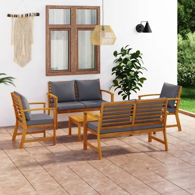 Produktbild von The Living Store 5-tlg. Garten-Lounge-Set mit Auflagen Massivholz Akazie