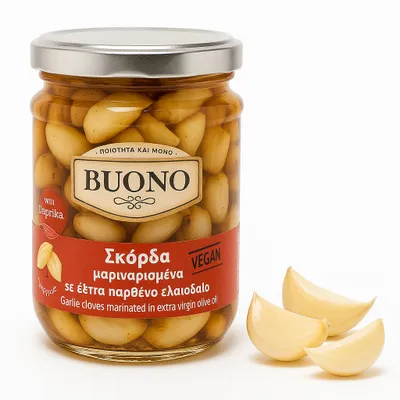 Produktbild von BUONO Knoblauchzehen in Nativem Olivenöl Extra 200 g im Glas