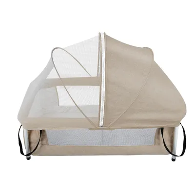 Produktbild von Beistellbett Babywiege faltbar mit Matratze Moskitonetz Netzgewebe Babybett 90x50x35cm Beige