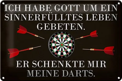 Produktbild von Blechschild Gott schenkte mir meine Darts, 30 x 20 cm, Blechschilder Spruch Sport Hobby