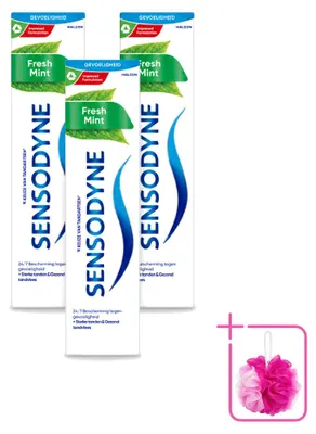 Image de 3 tubes de dentifrice Sensodyne Fresh Mint - 75 ml - Lot économique - 3 pièces