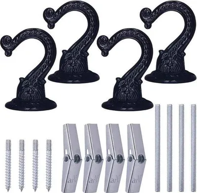 Productafbeelding van Set van 4 wandhouders - Wandbeugels - Wandhouders van 5 centimeter (2 inch) - Wandhouders voor planten - Met schroeven, bouten en scharnieren - Wandbeugel voor aan de muur - Zwart