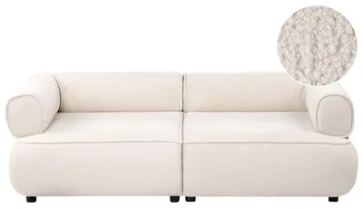 Produktbild von BELIANI 3-Sitzer Sofa Cremeweiß Bouclé Modernes Design Gepolstert für Wohnzimmer Couch Stoffsofa Polstersofa