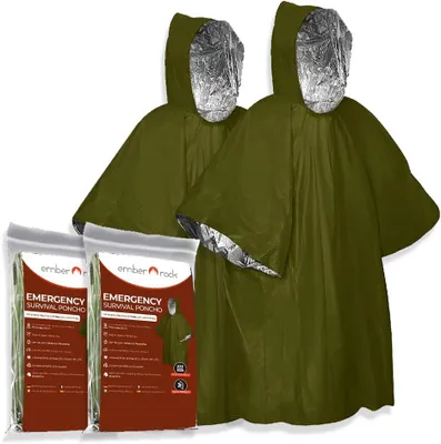 Imagen del producto de Poncho de supervivencia con lámina de mylar aislante, 100 x 130 cm, para emergencias