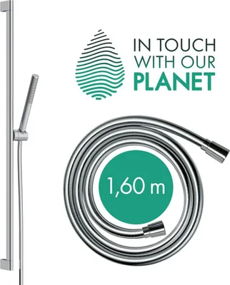 Zdjęcie produktu dla hansgrohe Pulsify S zestaw prysznicowy 100, 1 strumień oszczędzający wodę+, reling prysznicowy 90 cm, 24383670