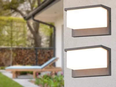 Produktbild von LED Außenwandleuchte SET Anthrazit, Fassadenlampe, Balkon Beleuchtung mit Strom