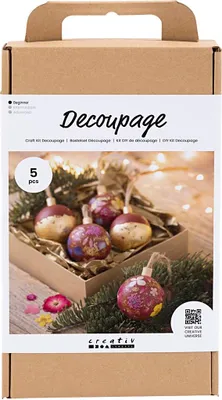 Produktbild von Creativ Company Bastelset Weihnachtsornamente Decoupage mit Trockenblumen