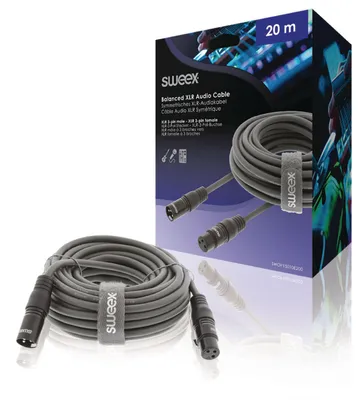 Produktbild von Sweex SWOP15010E200, XLR (3-pin), Männlich, XLR (3-pin), Weiblich, 20 m, Schwarz