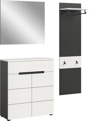 Produktbild von Garderoben-Set Canu 5 | Basalt grau / Weiß | 3-teilig