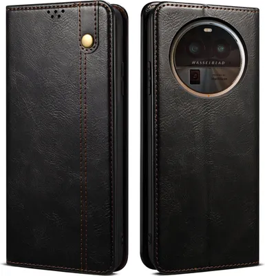 Produktbild von OPPO Find X6 Pro Hülle, Leder Flip Brieftasche Schutzhülle mit Standfunktion für OPPO Find X6 Pro Schwarz