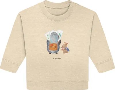 Produktbild von Mr. & Mrs. Panda Organic Baby Pullover Pinguin & Maus Wanderer 24. - 36. Monat - Natural Raw - Geschenk, Wandern, Ausflug, Wanderlust, Abenteuer, Bullover