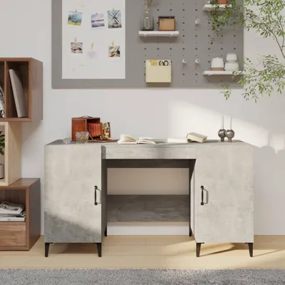 Immagine prodotto di The Living Store Scrivania in cemento grigio 140x50x75 cm Materiale a base di legno