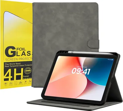 Produktbild von LBH Tablet Schutzhülle + 2x 4H Displayfolie für Apple iPad 10. Gen 10.9 Zoll Cover Case Schutz Tablet Farbe: Grau