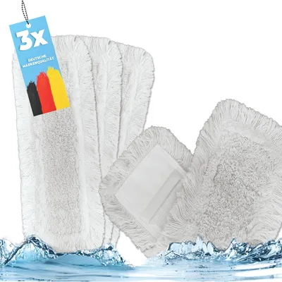 Productafbeelding van Omgoods - 3 x Katoenen Mop voor 40 cm Klaphouder - Zachte Vloerreiniger voor Hout en Parket