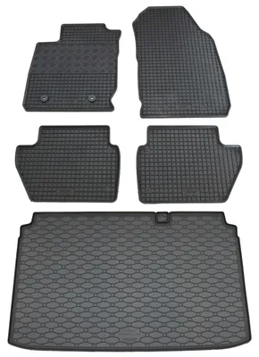 Rigum Gummi Fußmatten + Kofferraumwanne im Set für Ford EcoSport, schwarz