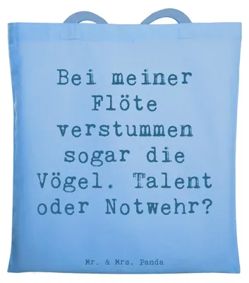 Produktbild von Mr. & Mrs. Panda Einkaufstasche Spruch Besondere Flöte - Sky Blue - Geschenk, Musiker, Jutebeutel, Holzblasinstrument, Tasche, Humor, Lernen, Melodie, Laptoptasche, Musik