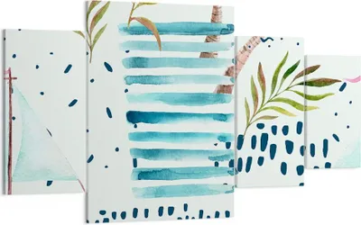 Produktbild von Bild auf Leinwand - Leinwandbild - Aquarell palme tropisch boot - 160x90cm - Wand Bild - Wanddeko - Leinwanddruck - Bilder - Kunstdruck - Wanddekoration - Leinwand bilder - Wandkunst - DL160x90-2956