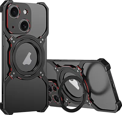 Obrázek produktu pro Pro Apple iPhone 15 kovový rámeček Magsafe kryt Design Black Red