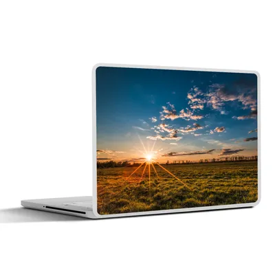 Produktbild von MuchoWow® Laptop Aufkleber Sticker Cover Sonnenuntergang - Natur - Wolken - Gras 30x22 cm - Laptop-Sticker