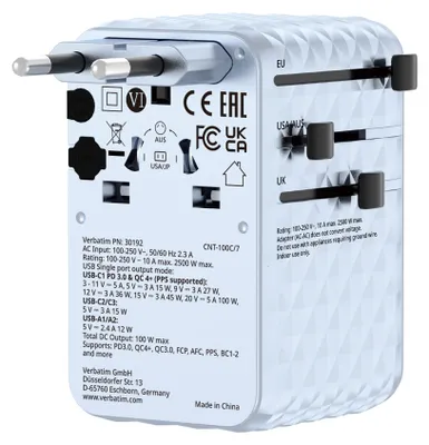 Immagine prodotto di Verbatim 30192, per interni, CA, 250 V, 10 A, 0,63 m, blu