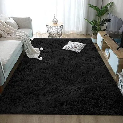 Imagen del producto de Alfombra de pelo largo y suave Unyqoos®, alfombra cuadrada para interiores, color , 90 x 150 cm, con base antideslizante, ideal para salones, dormitorios y habitaciones infantiles