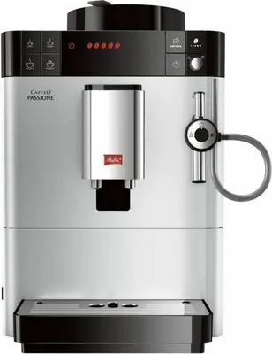 Produktbild von Melitta F53/0-101 Caffeo Passione Vollautomatische Espressomaschine, freistehendes Gerät, Kunststoffgehäuse, 1450 Watt, 15 Bar, 1,2 l FÃ1/4llmenge, 125 g Bohnenbehälter, Zeitschaltuhr, Einstellbare BrÃ1/4htemperatur, Integriertes Mahlwerk, Milchaufschäumer, Wasserfilter, Reinigung + Entkalkungsfunktion