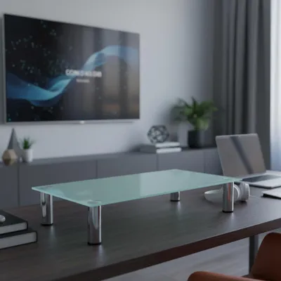 Produktbild von Mucola TV-Aufsatz Glas Fernseherhöhung Glasaufsatz TV-Rack  Ständer Bildschirm Regal Erhöhung - Weiß 100 cm
