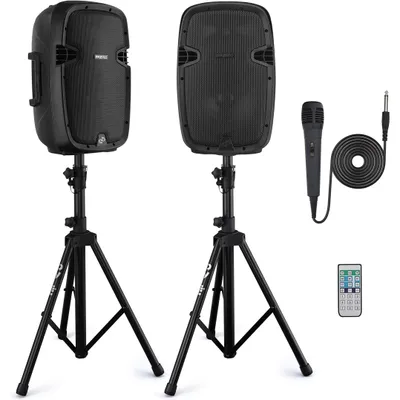 Obrázek produktu pro Bluetoothový reproduktorový set - Přenosný reproduktor - Bezdrátový audio systém - Reproduktor pro ozvučení - Mikrofon pro karaoke