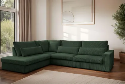 Produktbild von Kaiser Möbel Ecksofa SVEN in L-Form für das Wohnzimmer, Stoff Poso Grün Links