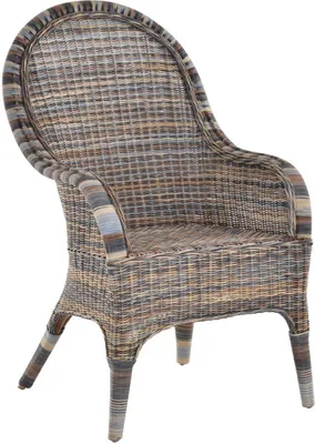 Produktbild von KRINES HOME  Bequemer Rattansessel mit hoher Rückenlehne Rattan Rattanstuhl Lounge mit Breiten Armlehnen (Mehrfarbig, ohne Polster)