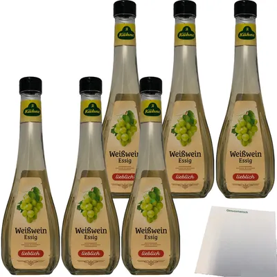 Produktbild von Kühne Exquisit Fein-würziger Weißweinessig 6er Pack (6x0,5l Flasche) + usy Block